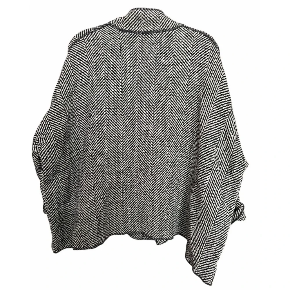 Cameleon‎ Black Wool Herringbone Oversized Sweater Coat Women's Size Medium